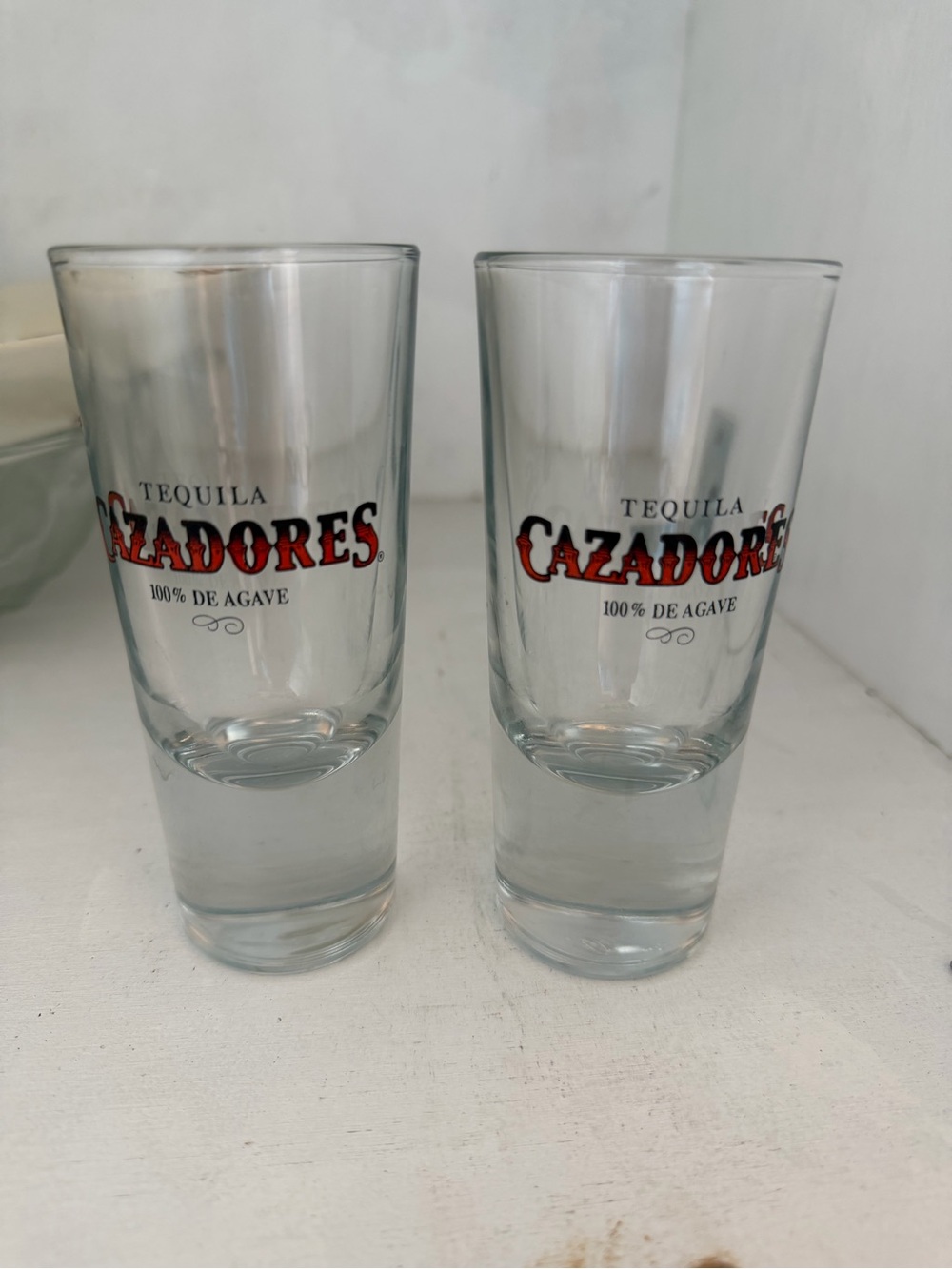 Adore Tequila Branded Clear Shot Glasses with Red Logo - Set of 2